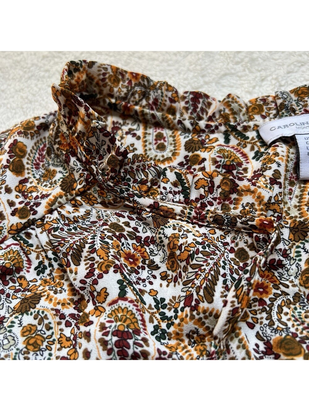 Carolina Belle Ditsy Floral Peasant‎ Top Elbow Sleeve Womens 3X Cottagecore